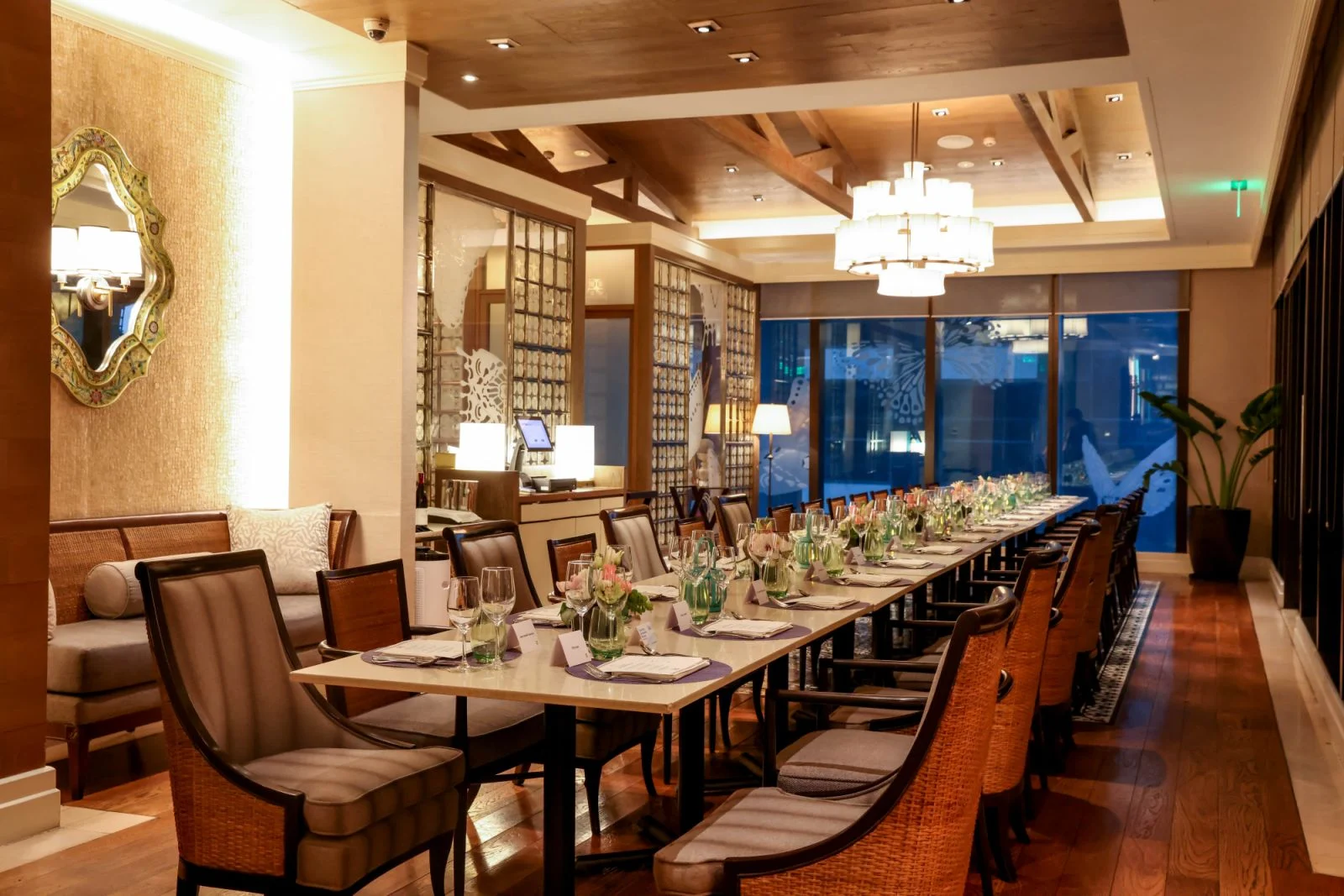 Samba private dining room set for a group lunch